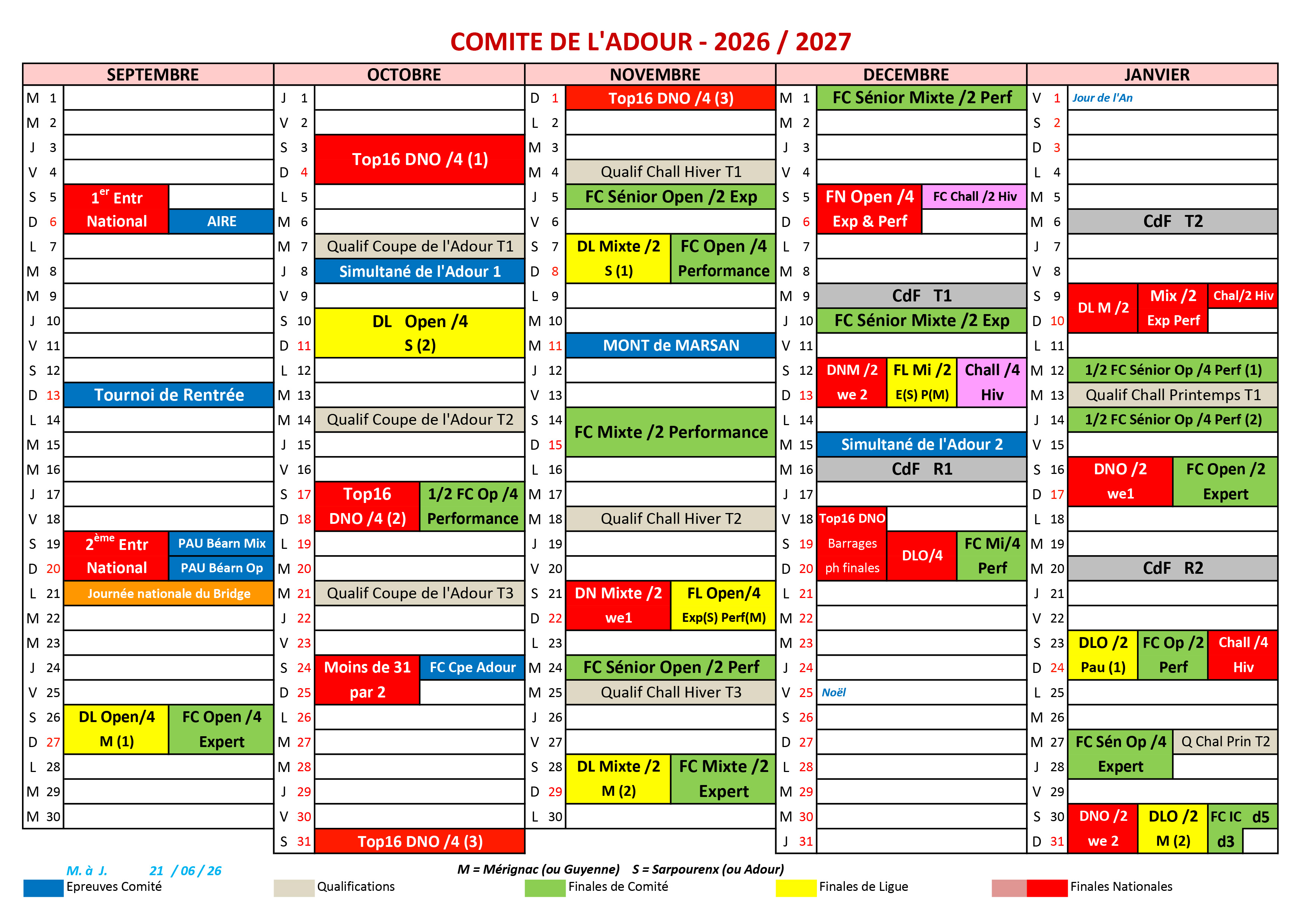 2026 2027   Calendrier federal P1