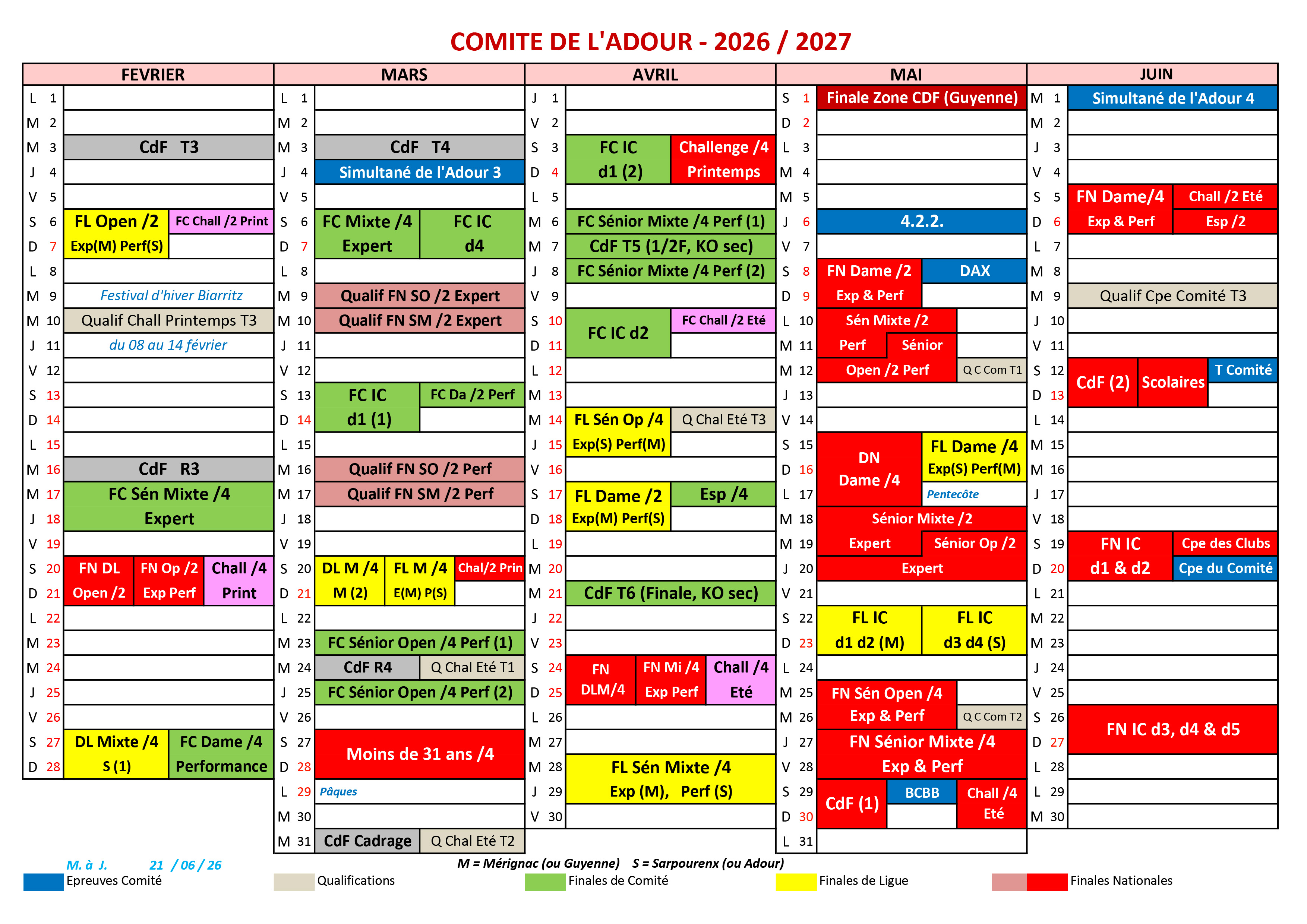 2026 2027   Calendrier federal P2